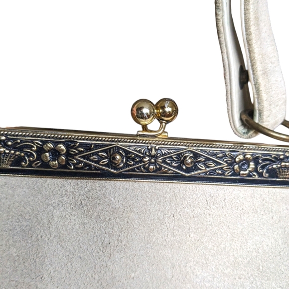 VTG 1960s Bags By Francois of California Purse - Beige With Gold Kiss Lock - Picture 10 of 10